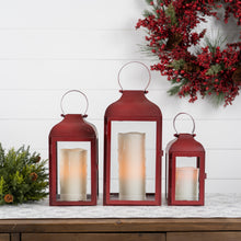 Load image into Gallery viewer, Modern Red Metal Lantern (Set of 2)