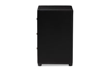 Load image into Gallery viewer, Baxton Studio Tessa Modern and Contemporary Black Faux Leather Upholstered 3-Drawer Nightstand