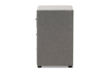 Load image into Gallery viewer, Baxton Studio Tessa Modern and Contemporary Grey Fabric Upholstered 3-Drawer Nightstand