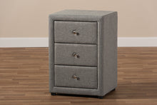 Load image into Gallery viewer, Baxton Studio Tessa Modern and Contemporary Grey Fabric Upholstered 3-Drawer Nightstand