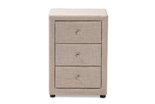 Load image into Gallery viewer, Baxton Studio Tessa Modern and Contemporary Beige Fabric Upholstered 3-Drawer Nightstand