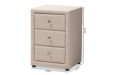 Load image into Gallery viewer, Baxton Studio Tessa Modern and Contemporary Beige Fabric Upholstered 3-Drawer Nightstand