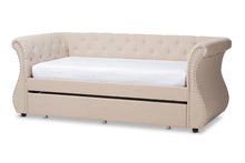 Load image into Gallery viewer, Baxton Studio Cherine Classic and Contemporary Beige Fabric Upholstered Daybed with Trundle