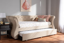 Load image into Gallery viewer, Baxton Studio Cherine Classic and Contemporary Beige Fabric Upholstered Daybed with Trundle