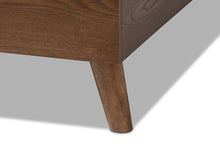 Load image into Gallery viewer, Baxton Studio Alinia Mid-century Retro Modern Grey Fabric Upholstered Walnut Wood King Size Platform Bed