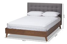 Load image into Gallery viewer, Baxton Studio Alinia Mid-century Retro Modern Grey Fabric Upholstered Walnut Wood King Size Platform Bed