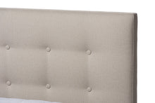 Load image into Gallery viewer, Baxton Studio Alinia Mid-century Retro Modern Light Beige Fabric Upholstered Walnut Wood King Size Platform Bed