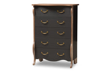 Load image into Gallery viewer, Baxton Studio Romilly Country Cottage Farmhouse Black and Oak-Finished Wood 5-Drawer Chest