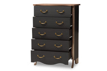 Load image into Gallery viewer, Baxton Studio Romilly Country Cottage Farmhouse Black and Oak-Finished Wood 5-Drawer Chest