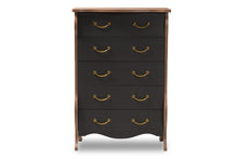 Load image into Gallery viewer, Baxton Studio Romilly Country Cottage Farmhouse Black and Oak-Finished Wood 5-Drawer Chest
