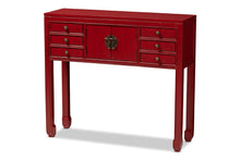 Load image into Gallery viewer, Baxton Studio Melodie Classic and Antique Red Finished Wood Bronze Finished Accents 6-Drawer Console Table