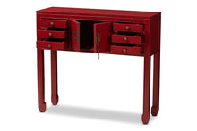 Load image into Gallery viewer, Baxton Studio Melodie Classic and Antique Red Finished Wood Bronze Finished Accents 6-Drawer Console Table