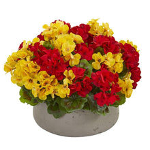 Load image into Gallery viewer, Geranium Artificial Plant in Stone Planter UV Resistant (Indoor/Outdoor)