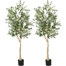 Load image into Gallery viewer, 6 Feet 2-Pack Artificial Olive Tree in Cement Pot