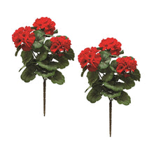 Load image into Gallery viewer, Red Geranium Floral Bush (Set of 2)