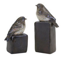 Load image into Gallery viewer, Stone Perched Bird Figurine with Block Weight (Set of 2)