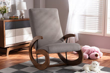 Load image into Gallery viewer, Baxton Studio Kaira Modern and Contemporary Gray Fabric Upholstered and Walnut-Finished Wood Rocking Chair