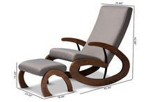 Load image into Gallery viewer, Baxton Studio Kaira Modern and Contemporary 2-Piece Gray Fabric Upholstered and Walnut-Finished Wood Rocking Chair and Ottoman Set