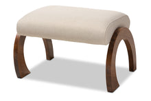 Load image into Gallery viewer, Baxton Studio Sandrine Modern and Contemporary Light Beige Fabric Upholstered Walnut Brown Finished Wood Ottoman