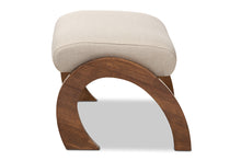 Load image into Gallery viewer, Baxton Studio Sandrine Modern and Contemporary Light Beige Fabric Upholstered Walnut Brown Finished Wood Ottoman