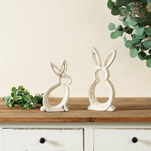 Load image into Gallery viewer, Carved Stone Bunny Outline DŽcor (Set of 2)