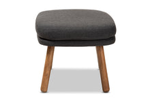 Load image into Gallery viewer, Baxton Studio Lovise Mid-Century Modern Dark Grey Fabric Upholstered Walnut Brown Finished Wood Ottoman
