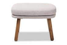 Load image into Gallery viewer, Baxton Studio Lovise Mid-Century Modern Greyish Beige Fabric Upholstered Walnut Brown Finished Wood Ottoman