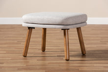 Load image into Gallery viewer, Baxton Studio Lovise Mid-Century Modern Greyish Beige Fabric Upholstered Walnut Brown Finished Wood Ottoman