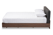 Load image into Gallery viewer, Baxton Studio Iselin Mid-Century Modern Brown Finished Dark Grey Fabric Upholstered Queen Sized Storage Platform Bed