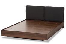 Load image into Gallery viewer, Baxton Studio Iselin Mid-Century Modern Brown Finished Dark Grey Fabric Upholstered Queen Sized Storage Platform Bed