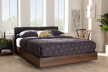 Load image into Gallery viewer, Baxton Studio Iselin Mid-Century Modern Brown Finished Dark Grey Fabric Upholstered Queen Sized Storage Platform Bed