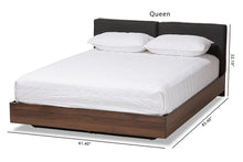 Load image into Gallery viewer, Baxton Studio Iselin Mid-Century Modern Brown Finished Dark Grey Fabric Upholstered Queen Sized Storage Platform Bed