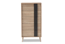 Load image into Gallery viewer, Baxton Studio Lisen Mid-Century Modern Light Oak and Grey 5-Drawer Chest