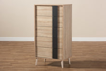 Load image into Gallery viewer, Baxton Studio Lisen Mid-Century Modern Light Oak and Grey 5-Drawer Chest