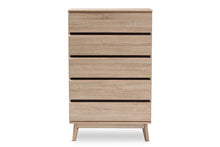 Load image into Gallery viewer, Baxton Studio Miren Mid-Century Modern Light Oak and Dark Grey 5-Drawer Chest
