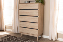 Load image into Gallery viewer, Baxton Studio Miren Mid-Century Modern Light Oak and Dark Grey 5-Drawer Chest