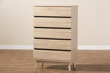 Load image into Gallery viewer, Baxton Studio Miren Mid-Century Modern Light Oak and Dark Grey 5-Drawer Chest