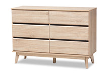 Load image into Gallery viewer, Baxton Studio Miren Mid-Century Modern Light Oak and Dark Grey 6-Drawer Dresser