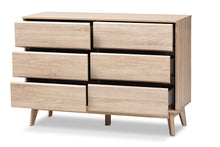 Load image into Gallery viewer, Baxton Studio Miren Mid-Century Modern Light Oak and Dark Grey 6-Drawer Dresser