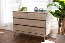 Load image into Gallery viewer, Baxton Studio Miren Mid-Century Modern Light Oak and Dark Grey 6-Drawer Dresser