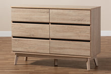 Load image into Gallery viewer, Baxton Studio Miren Mid-Century Modern Light Oak and Dark Grey 6-Drawer Dresser