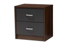 Load image into Gallery viewer, Baxton Studio Hansel Modern and Contemporary 2-Drawer Dark Brown and Dark Grey Finished Nightstand