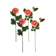 Load image into Gallery viewer, Pink Dahlia Flower Stem with Bud Accent (Set of 4)