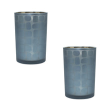 Load image into Gallery viewer, Navy Frosted Glass Candle Holder (Set of 2)