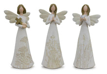 Load image into Gallery viewer, Beige Floral Etched Angel Figurine (Set of 3)