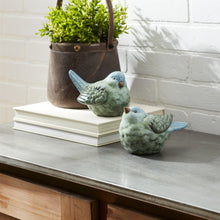 Load image into Gallery viewer, Blue and Green Terra Cotta Bird Figurine (Set of 2)