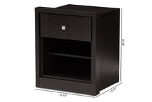 Load image into Gallery viewer, Baxton Studio Danette Modern and Contemporary Wenge Brown Finished 1-Drawer Nightstand
