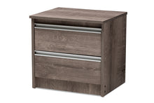 Load image into Gallery viewer, Baxton Studio Gallia Modern and Contemporary Oak Brown Finished 2-Drawer Nightstand