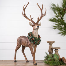 Load image into Gallery viewer, Holiday Standing Deer Figurine with Wreath Accent (Set of 2)