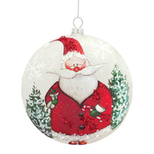 Load image into Gallery viewer, Whimsical Santa Disc Ornament with Snowy Scene (Set of 6)